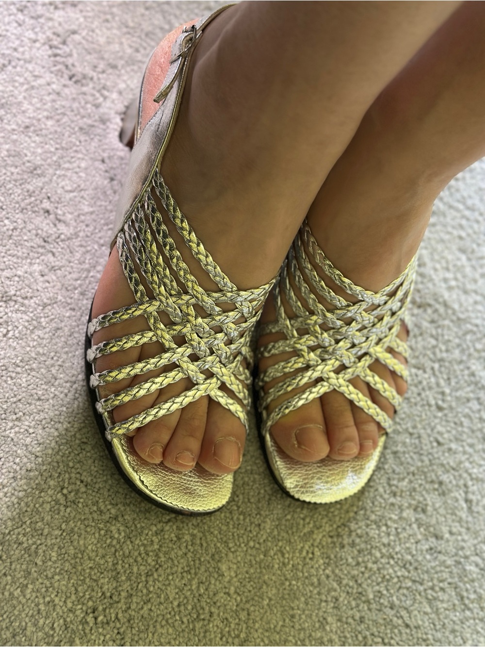 Vtg Elegant Silver Women's Slingback Sandals sz8.5
